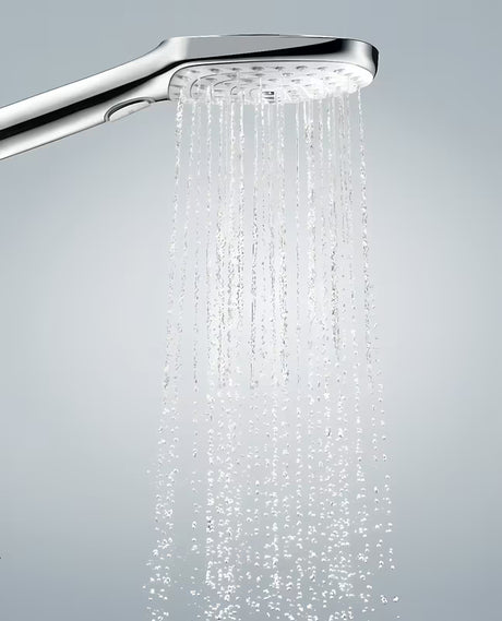 Ruční sprcha Hansgrohe Raindance Select E bílá chrom s tlačítkem Select a třemi proudy