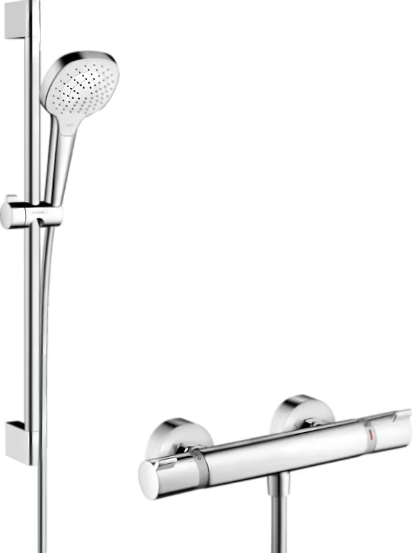 Hansgrohe Raindance Select E sprchový systém s termostatem v bílé a chromu s ruční sprchou 110 mm