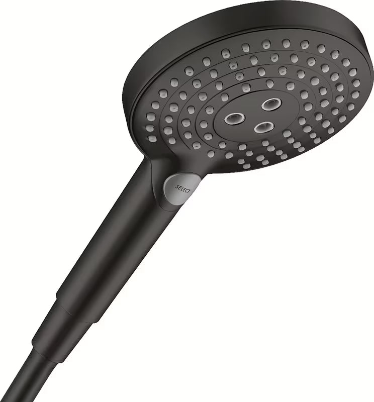 Černá matná ruční sprcha Hansgrohe Raindance Select S s tlačítkem Select a třemi proudy