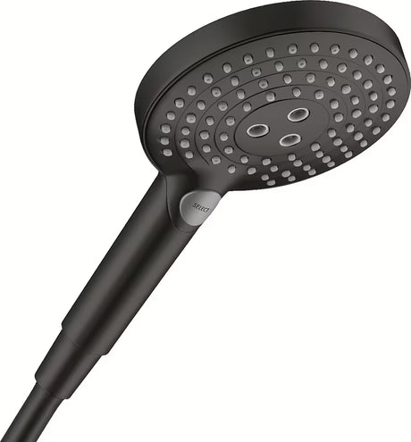 Černá matná ruční sprcha Hansgrohe Raindance Select S s tlačítkem Select a třemi proudy