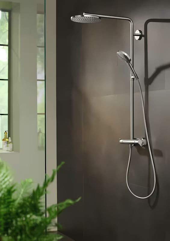 Hansgrohe Raindance Select S sprchový systém s termostatickou baterií v chromu s horní a ruční sprchou