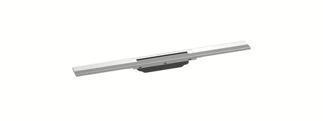 Sprchový žlab hansgrohe RainDrain Flex 70 cm z kartáčované nerezové oceli s designovým krytem.