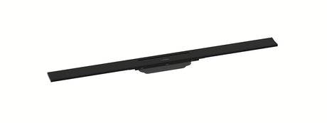 Sprchový žlab hansgrohe RainDrain Flex 90 cm v matné černé s designovým krytem.