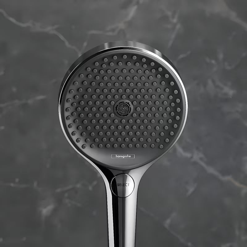 Ruční sprcha hansgrohe Rainfinity 130 3jet v chromu s antracitovým sprchovým diskem