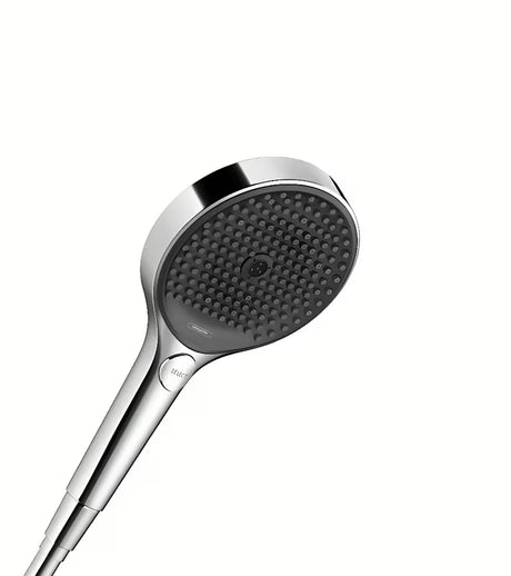Ruční sprcha hansgrohe Rainfinity 130 v chromu s antracitovým sprchovým diskem a třemi druhy proudu