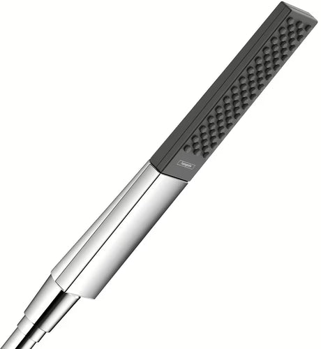 Tyčová ruční sprcha hansgrohe Rainfinity 100 1jet v chromu s antracitem s proudem PowderRain.