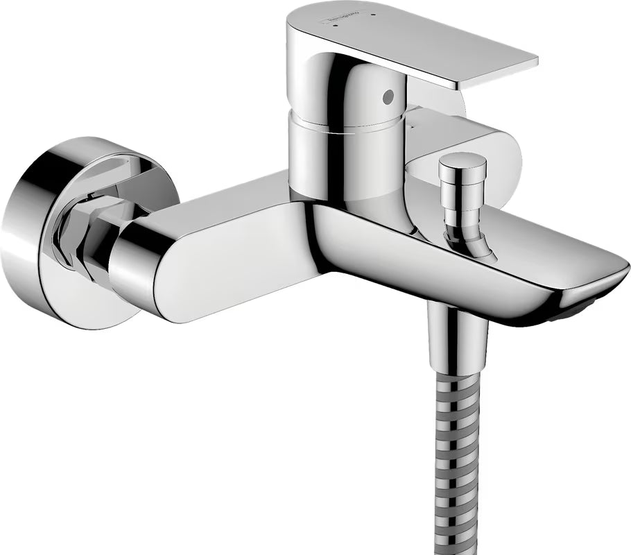 Chromová nástěnná páková vanová baterie hansgrohe Rebris E s přepínačem vana sprcha