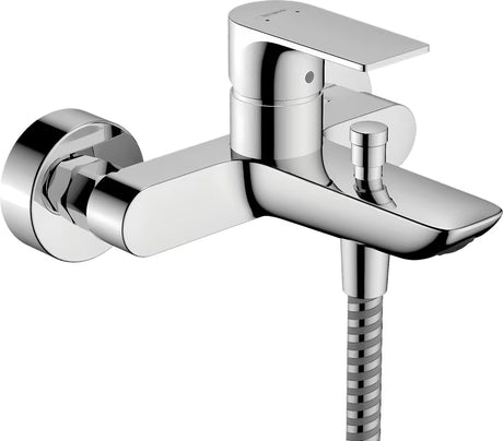 Chromová nástěnná páková vanová baterie hansgrohe Rebris E s přepínačem vana sprcha