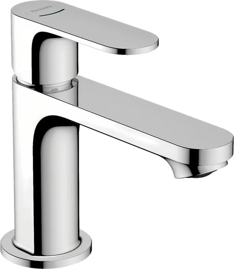 Chromovaný stojánkový umyvadlový ventil hansgrohe Rebris S pro studenou nebo předmíchanou vodu.