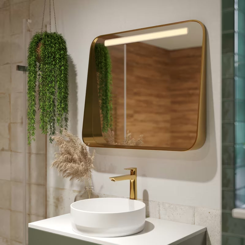 Vysoká umyvadlová baterie Hansgrohe Talis E v povrchu Cool Sunrise se vzhledem leštěného zlata s výpustí