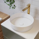 Vysoká umyvadlová baterie Hansgrohe Talis E v povrchu Cool Sunrise se vzhledem leštěného zlata s výpustí