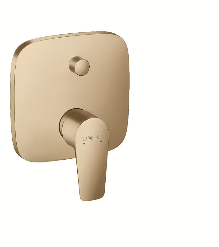 Podomítková páková sprchová baterie hansgrohe Talis E v povrchu kartáčovaný bronz s přepínačem funkcí.