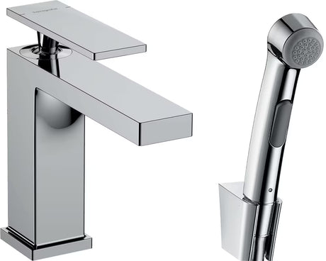 Chromová umyvadlová baterie hansgrohe Tecturis E s bidetovou ruční sprškou a hadicí