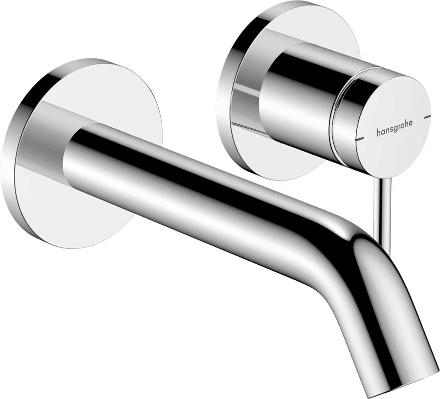 Podomítková umyvadlová baterie Hansgrohe Tecturis S v chromovém provedení pro montáž na zeď.