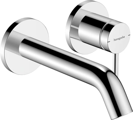 Podomítková umyvadlová baterie Hansgrohe Tecturis S v chromovém provedení pro montáž na zeď.