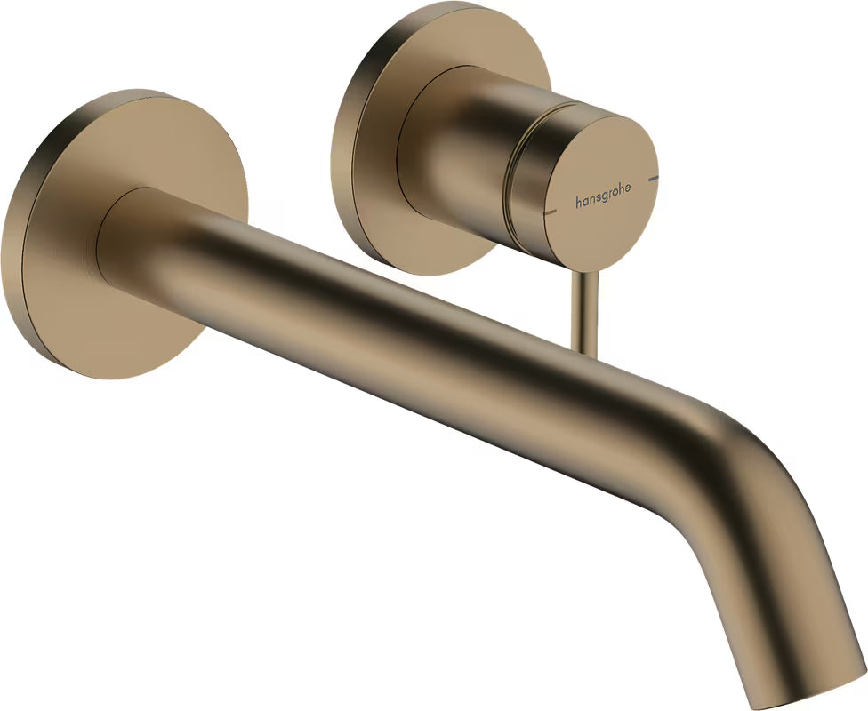 Podomítková umyvadlová baterie Hansgrohe Tecturis S v provedení kartáčovaný bronz pro montáž na stěnu.