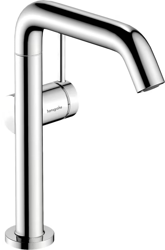 Chromowana jednouchwytowa bateria umywalkowa Hansgrohe Tecturis S z obrotową wylewką i technologią CoolStart