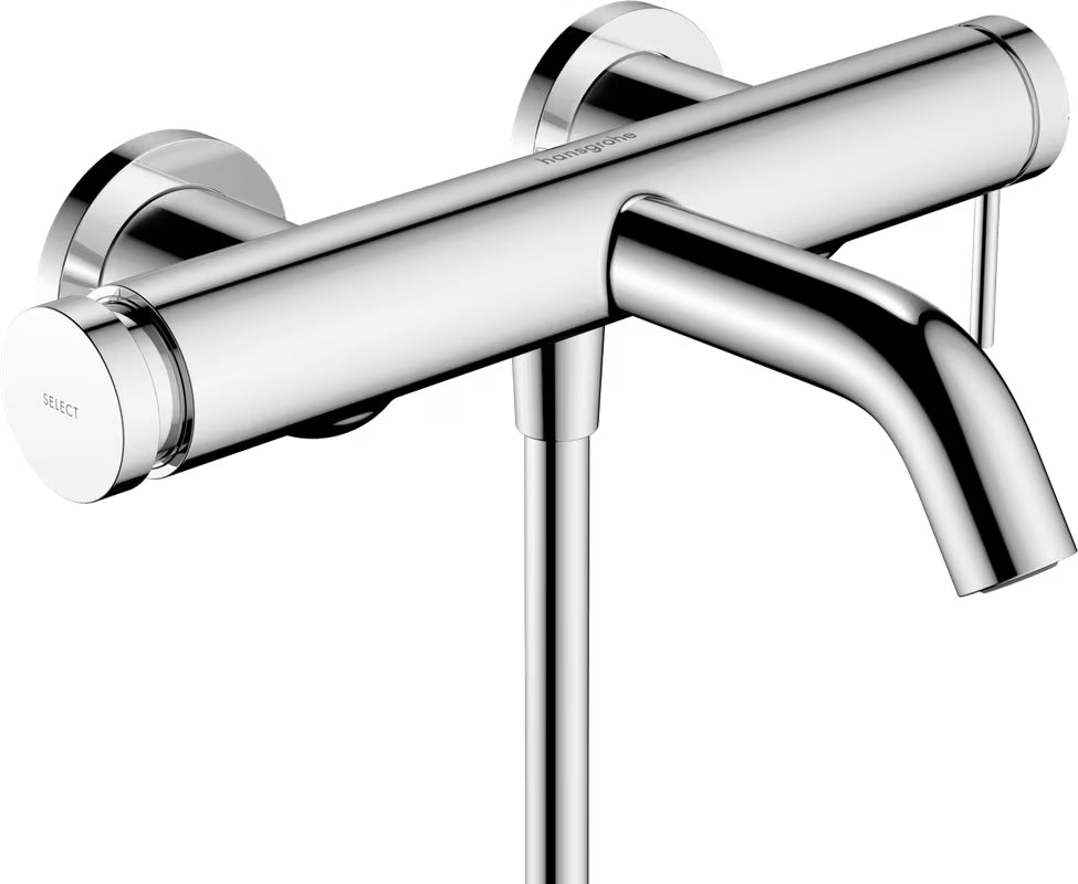 Chromová páková nástěnná vanová baterie hansgrohe Tecturis S s tlačítkem Select.