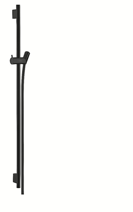 Sprchová tyč Hansgrohe Unica S v matné černé s kovovým jezdcem a sprchovou hadicí 1,60 m.