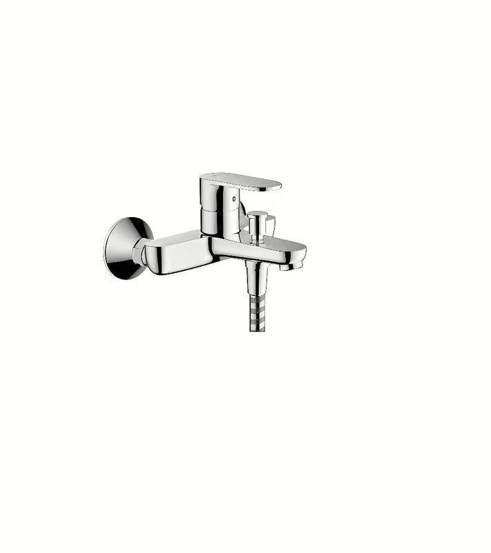Nástěnná páková vanová baterie Hansgrohe Vernis Blend v chromovém provedení pro vanu i ruční sprchu.