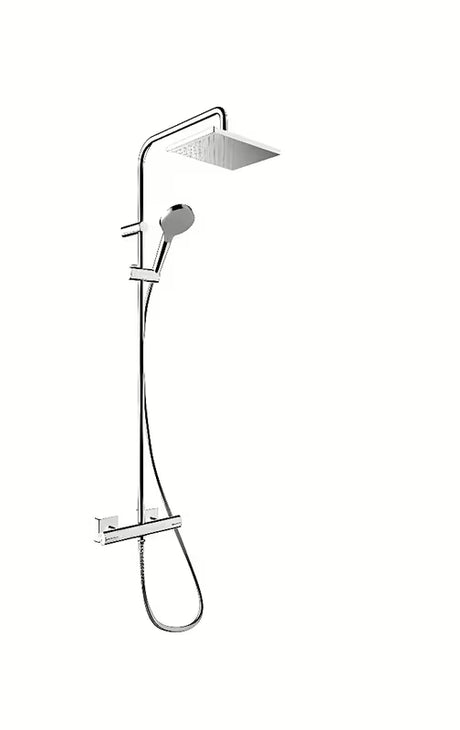 Hansgrohe Vernis Shape sprchový systém s termostatickou baterií v chromu s horní a ruční sprchou