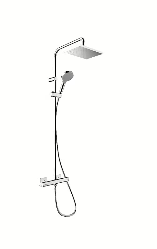 Hansgrohe Vernis Shape sprchový systém s termostatickou baterií v chromu s horní a ruční sprchou