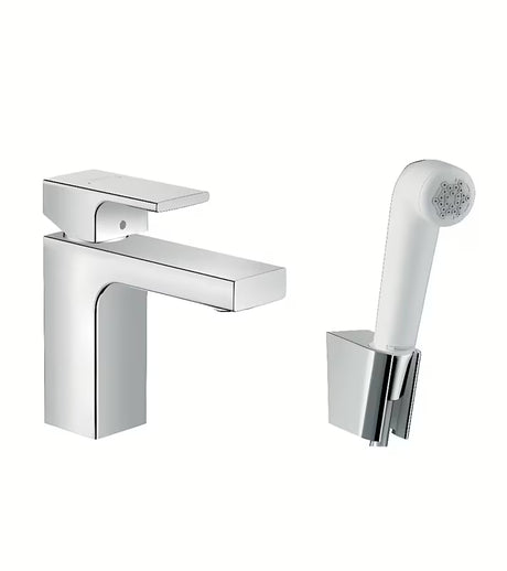 Hansgrohe Vernis Shape páková umyvadlová baterie v chromu s bidetovou sprškou a sprchovou hadicí