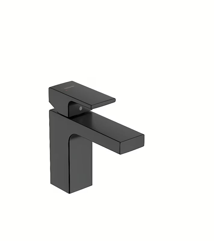 Černá matná umyvadlová páková baterie hansgrohe Vernis Shape s výpustí a táhlem