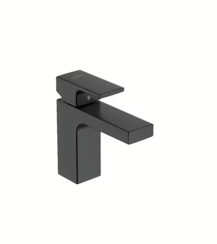 Umyvadlová páková baterie hansgrohe Vernis Shape 100 v černém matu na moderní umyvadlo.