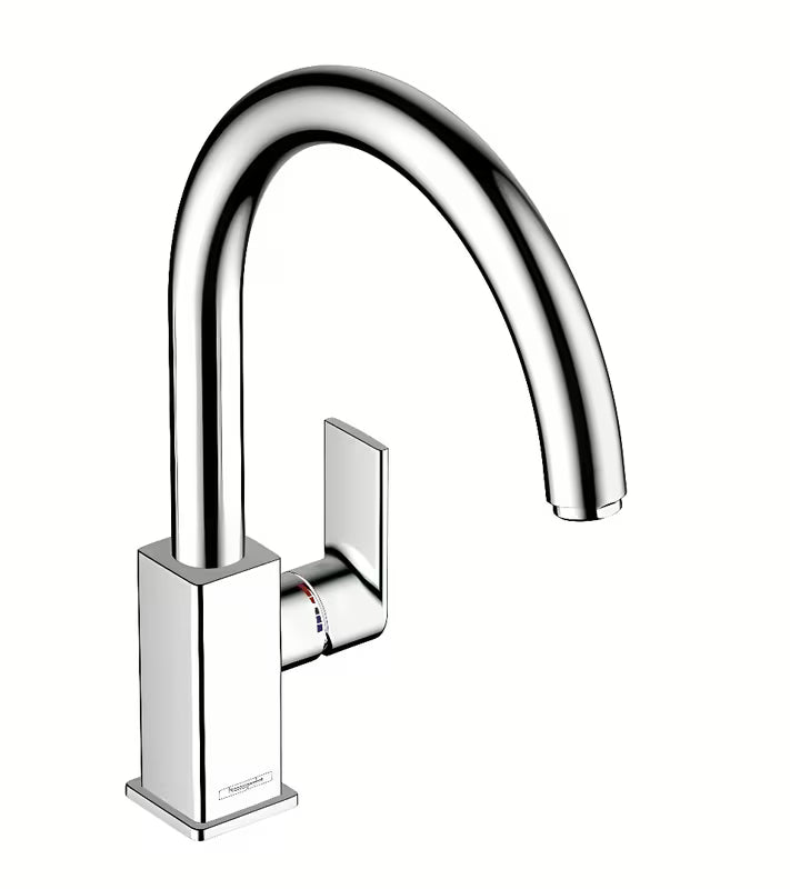 Chromová páková dřezová baterie hansgrohe Vernis Shape M35 s vysokým otočným vývodem