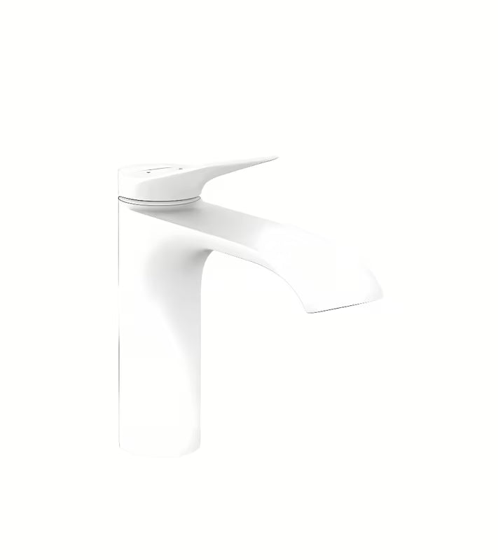 Hansgrohe Vivenis enoročna armatura za umivalnik v mat beli barvi z ekstra širokim izlivom WaterfallStream