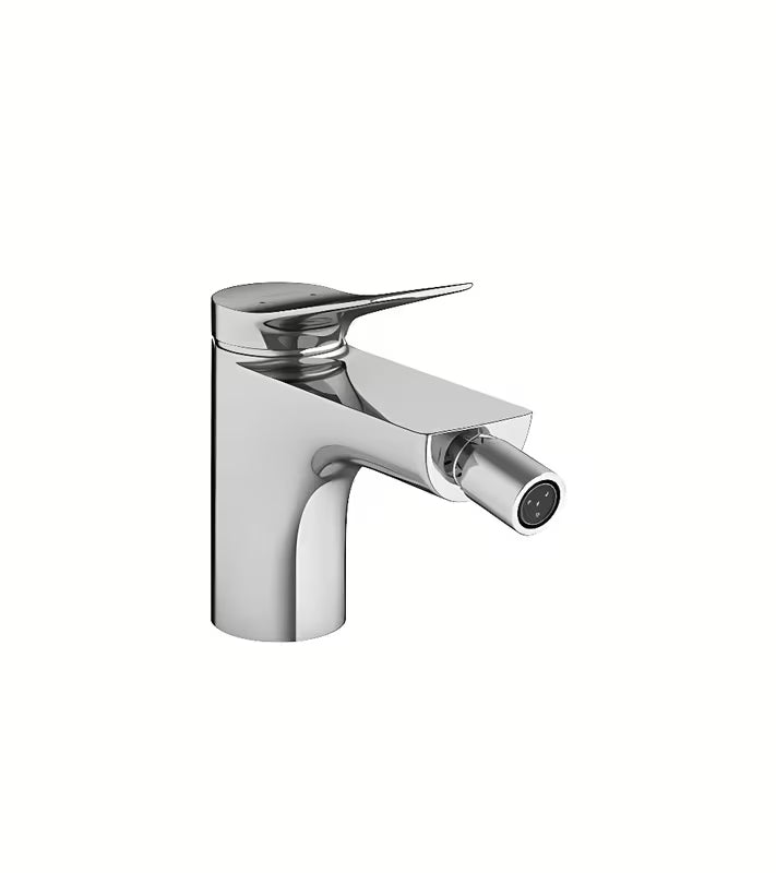 Chromová páková bidetová baterie Hansgrohe Vivenis s výpustí a otočným výtokem.