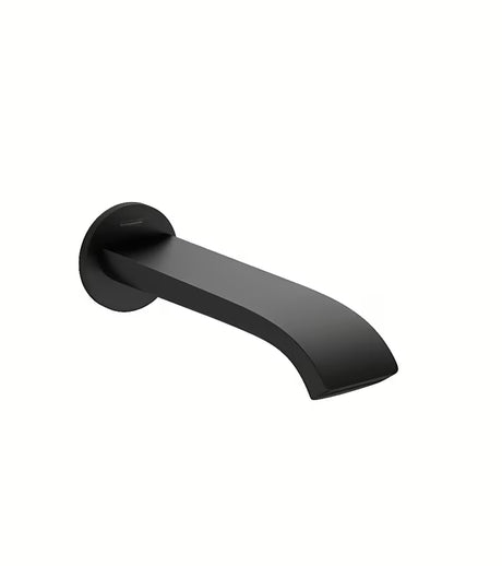 Nástěnný vanový výtok hansgrohe Vivenis v černo-matné s extra širokým proudem WaterfallStream.