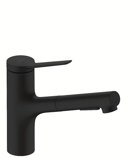 Hansgrohe Zesis dřezová baterie v matné černé s vytahovací sprškou a přepínáním dvou proudů