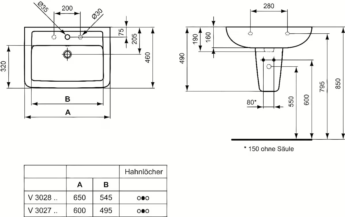 Bílé závěsné keramické umyvadlo Ideal Standard Eurovit 60x46 cm s otvorem pro baterii uprostřed.