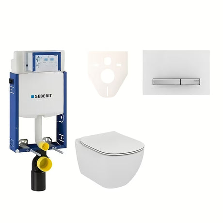 Závěsný WC set Ideal Standard Tesi s modulem Geberit Kombifix a tlačítkem Sigma 50 v barvě alpská bílá