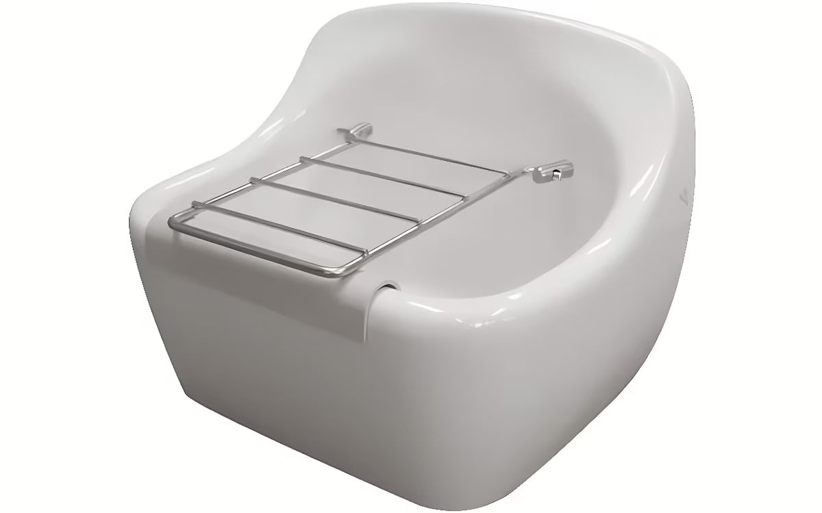 Bílá závěsná výlevka Ideal Standard Duoro 45x45 cm ze slinuté keramiky s otvory pro mřížku