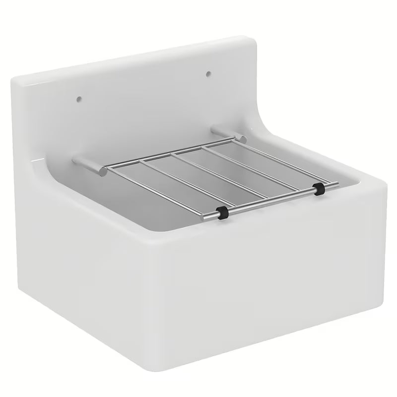 Bílá závěsná výlevka Ideal Standard Service 45,5x38 cm s chromovanou mřížkou