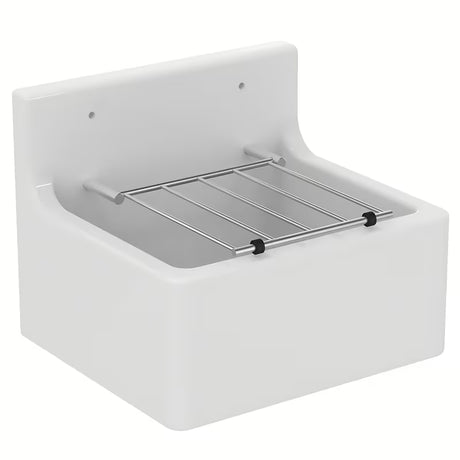 Bílá závěsná výlevka Ideal Standard Service 45,5x38 cm s chromovanou mřížkou