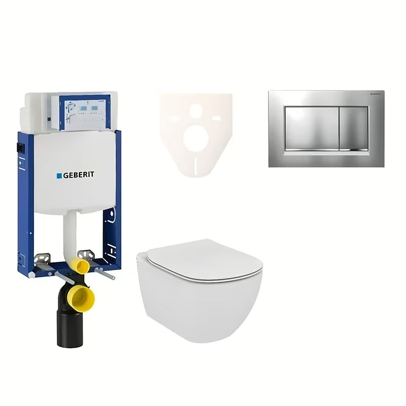 Závěsný WC set Ideal Standard Tesi s modulem Geberit Kombifix a tlačítkem Sigma 30