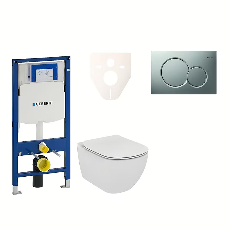 Závěsný WC set Ideal Standard Tesi s modulem Geberit Duofix a tlačítkem Sigma 01 chrom mat
