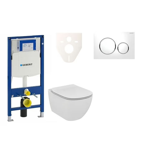 Závěsný WC set Ideal Standard Tesi s modulem Geberit Duofix, tlačítkem Sigma 20 a zvukoizolační vložkou