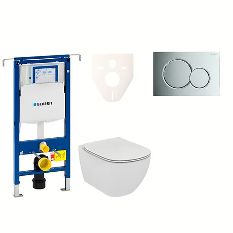 Závěsný WC set Ideal Standard Tesi s modulem Geberit Duofix a tlačítkem Sigma 01 v chromu