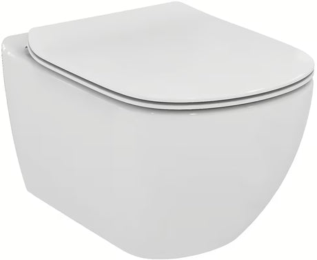 Bílé ultra tenké WC sedátko Ideal Standard Tesi z duroplastu s kovovými panty