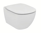 Bílé WC sedátko Ideal Standard Tesi z duroplastu s tichým dovíráním SoftClose a wrapover designem.