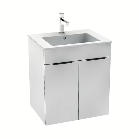 Bílá závěsná skříňka Jika Cube s keramickým umyvadlem 54x43x60,7 cm se SoftClose