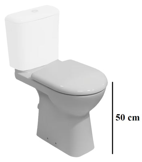 Bílá WC mísa kombi Jika Deep s hlubokým splachováním, zadním odpadem a zvýšenou výškou 50 cm.