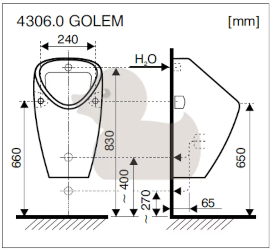 Bílý pisoár Jika Golem s vnitřním přívodem v klasickém designu.