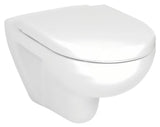 Bílé závěsné WC Jika Lyra Plus s otevřeným splachovacím kruhem a hladkým keramickým povrchem.
