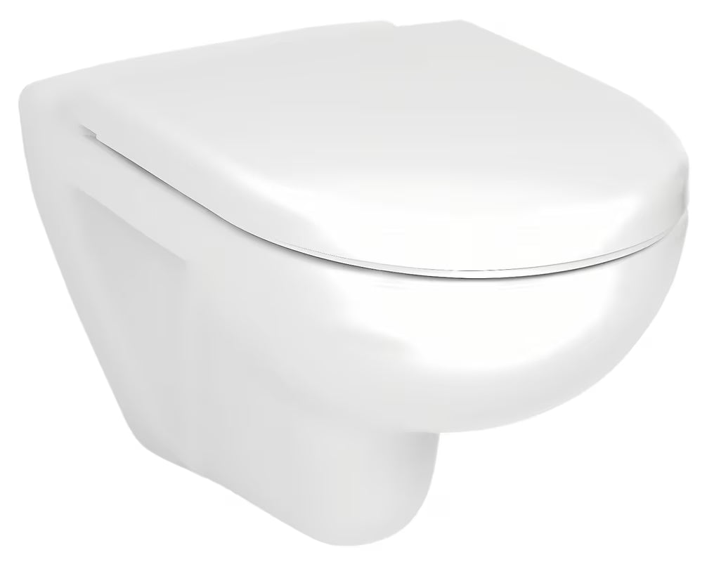 Bílé závěsné WC Jika Lyra Plus s otevřeným splachovacím kruhem a hladkým keramickým povrchem.